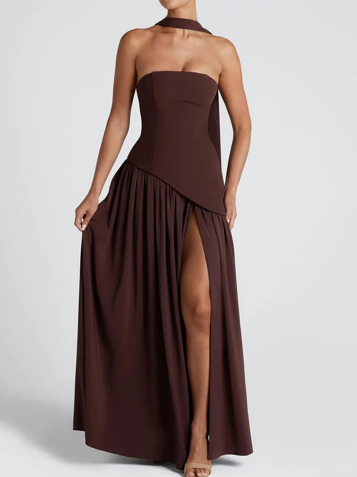 Amaris | Stylish Maxi Dress with Slit and Bow Detail