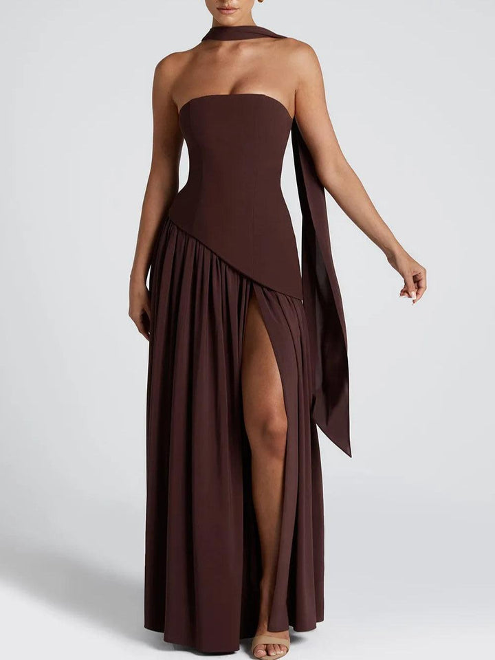 Amaris | Stylish Maxi Dress with Slit and Bow Detail