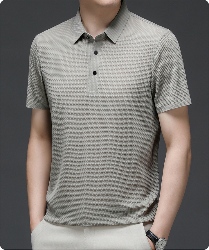 Jason | Men's Textured Short Sleeve Button Polo Shirt