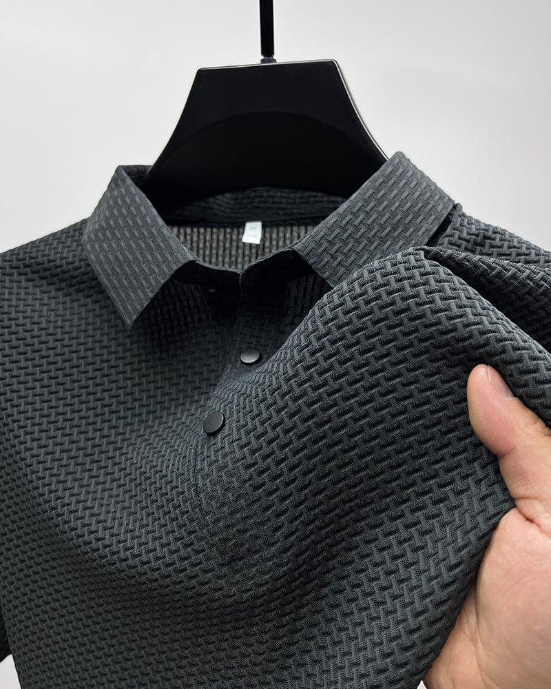 Jason | Men's Textured Short Sleeve Button Polo Shirt