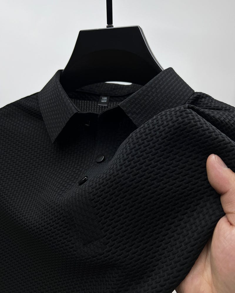 Jason | Men's Textured Short Sleeve Button Polo Shirt