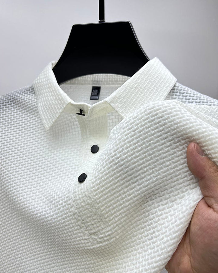 Jason | Men's Textured Short Sleeve Button Polo Shirt