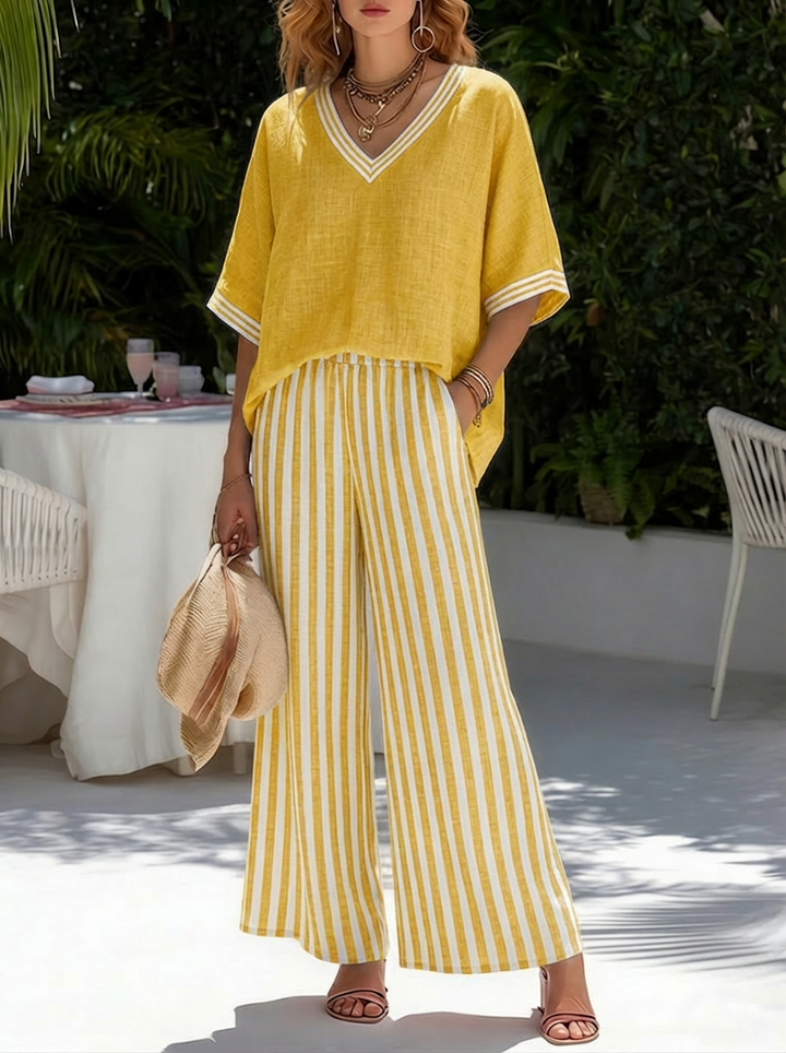 Elvara™ | Luxe Striped Linen Set