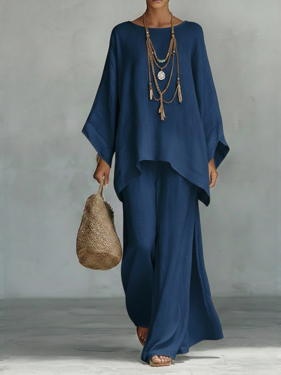 Women's Set with Wide Pants and Loose Blouse
