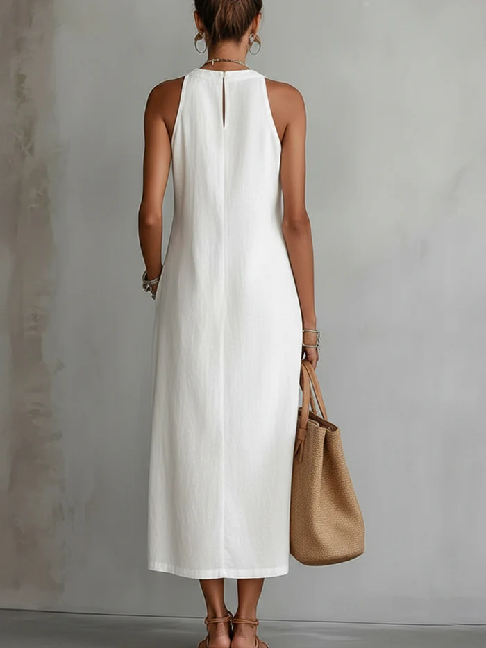 Jimena - Midi Dress with Stylish Mao Collar