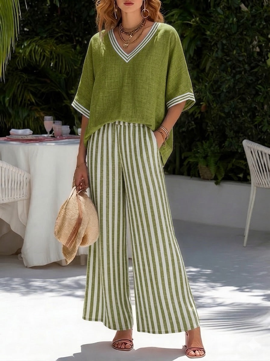 Elvara™ | Luxe Striped Linen Set