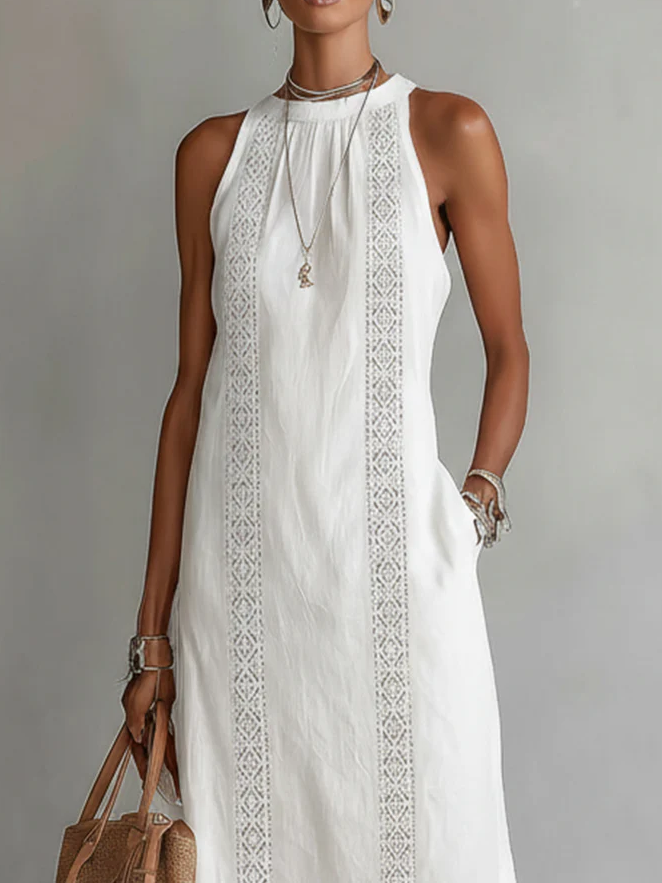 Jimena - Midi Dress with Stylish Mao Collar