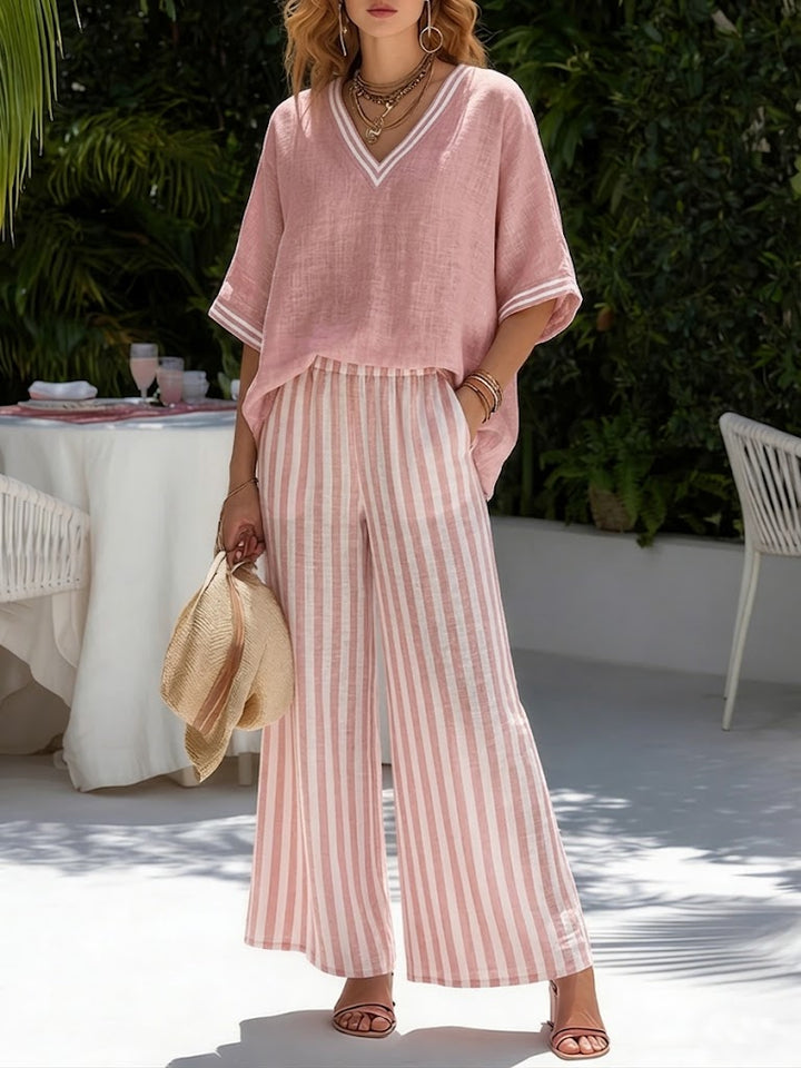 Elvara™ | Luxe Striped Linen Set