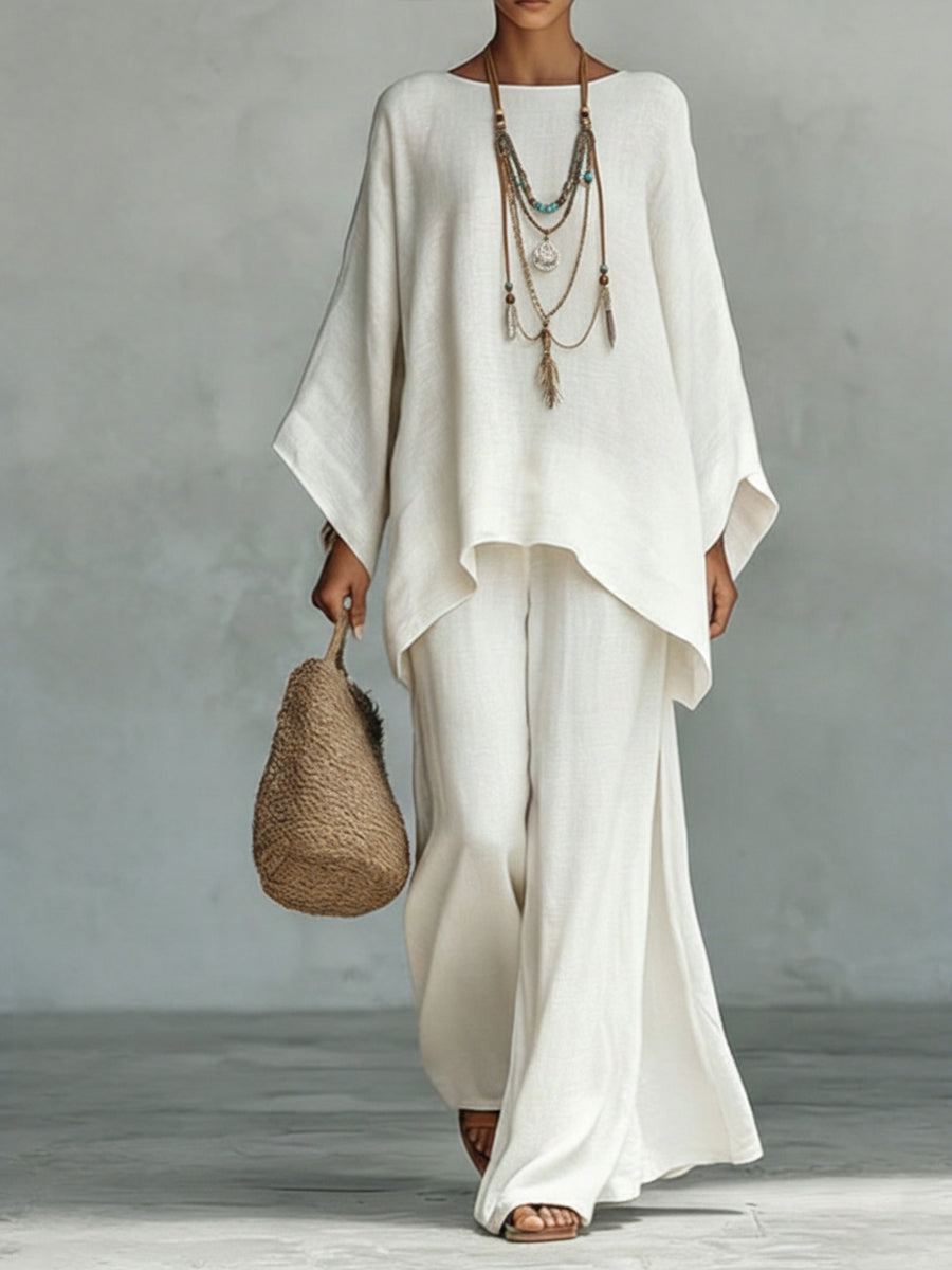 Women's Set with Wide Pants and Loose Blouse