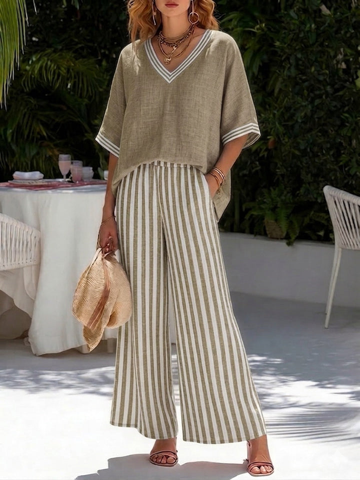 Elvara™ | Luxe Striped Linen Set