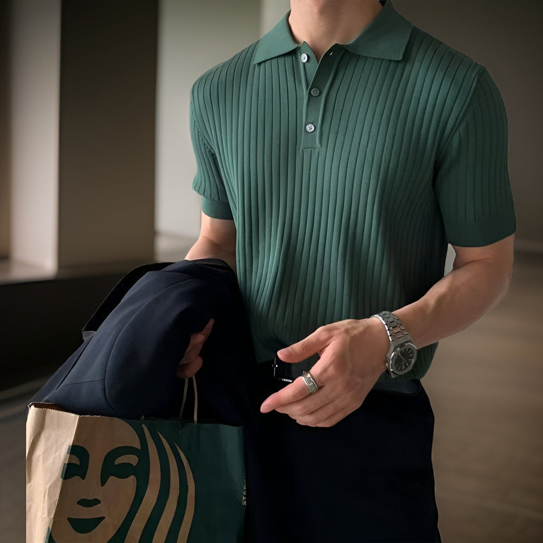 Men’s Ribbed Polo Set – Breathable & Stylish