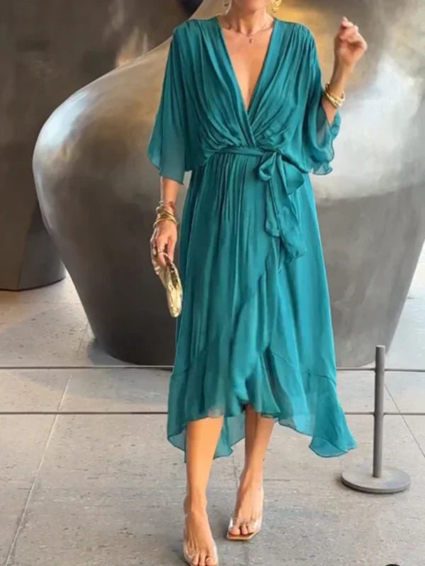 Monica | Delicate Chiffon Dress with V-Neck
