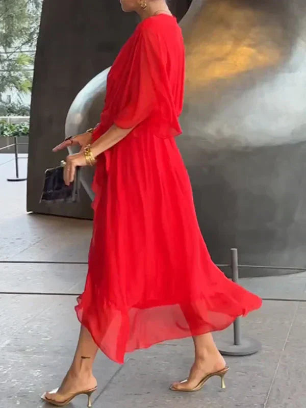 Monica | Delicate Chiffon Dress with V-Neck