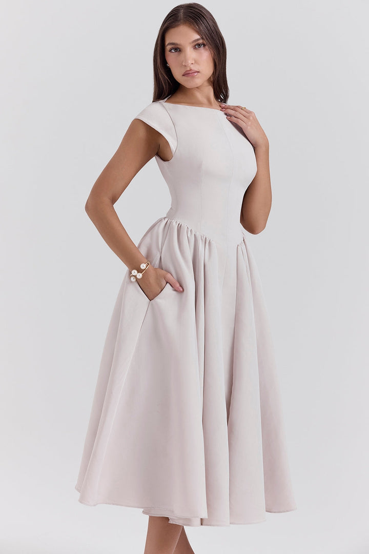 Adelphia | Backless Tulle Midi Dress