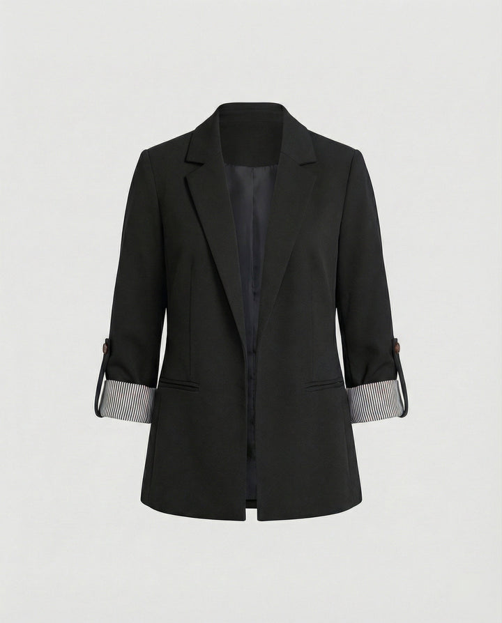 Women’s Casual Tailored Blazer with Rolled Sleeves