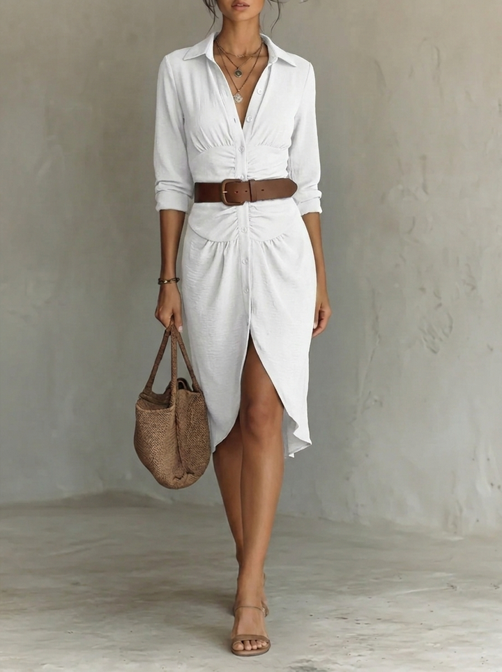 Amélia™ — Elegant Dress with Notch Collar