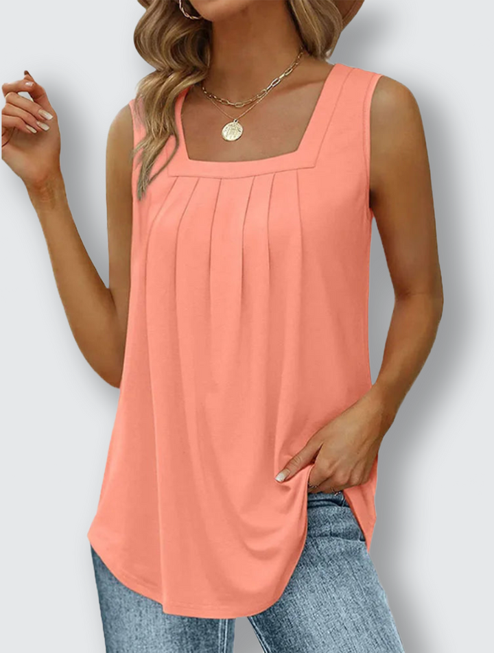 Ann | Pleated Top with Square Neckline