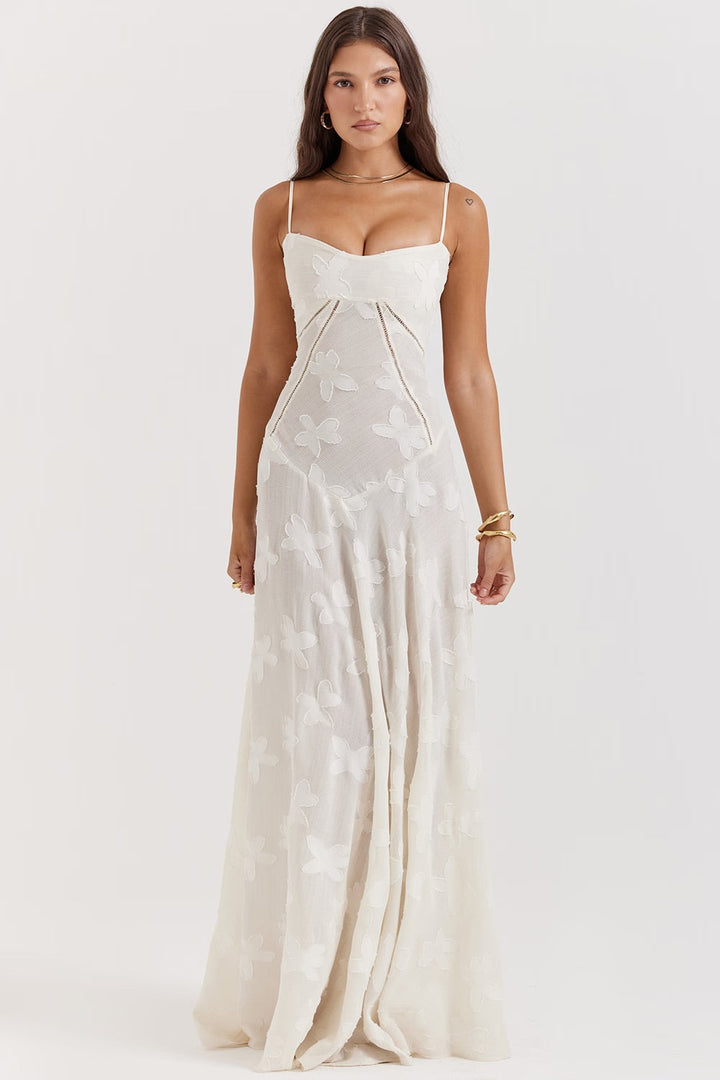 Women's maxi dress with thin straps and pattern