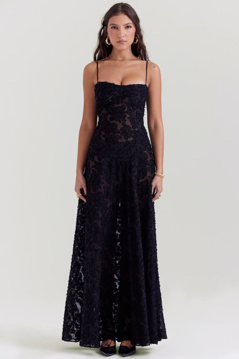 Women’s Elegant Floral Slip Maxi Dress