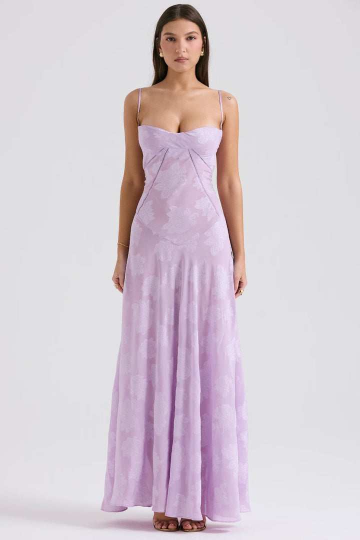 Women’s Elegant Floral Slip Maxi Dress