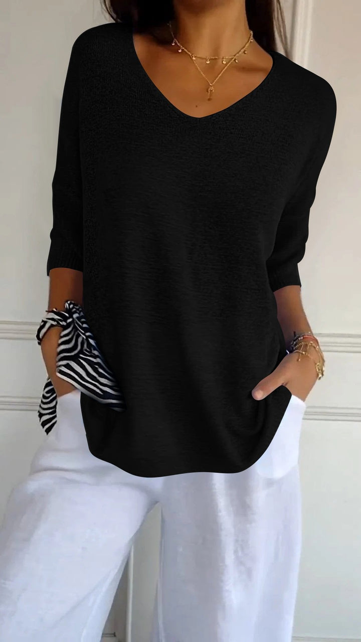Alva™ | Knitted Spring Top with V-Neck