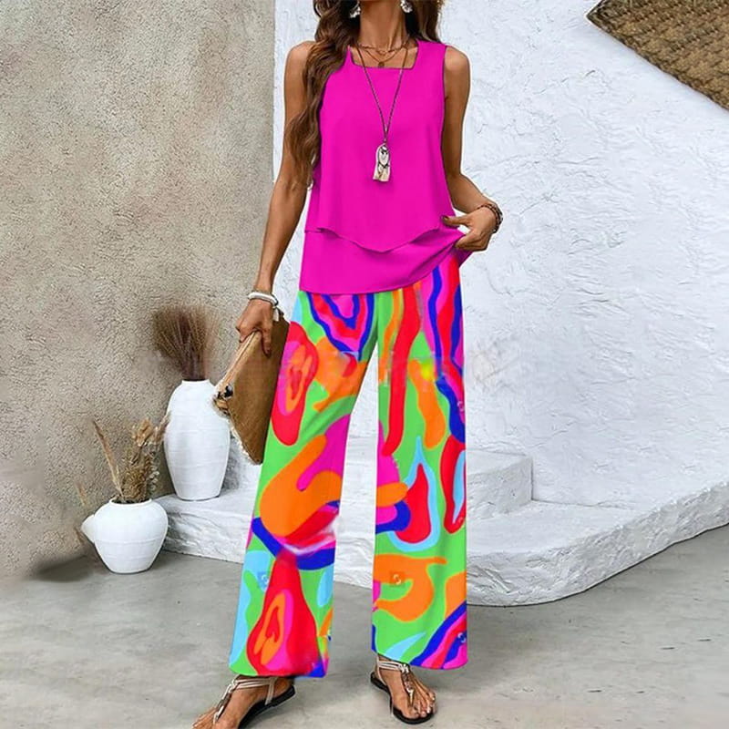 Ratchel | Stylish Women's Set with Printed Top and Matching Pants