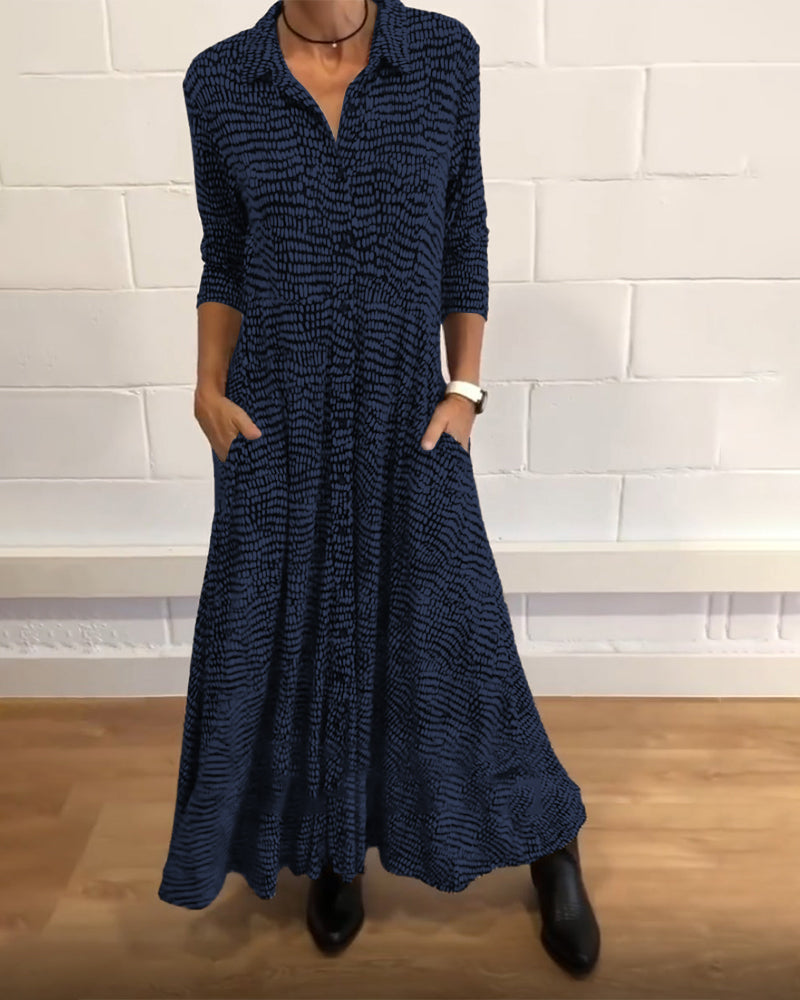 Ylora | Unique Print Maxi Shirt Dress