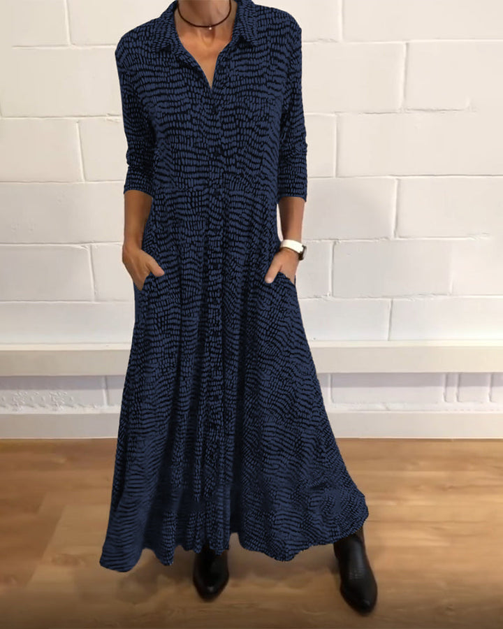 Ylora | Unique Print Maxi Shirt Dress