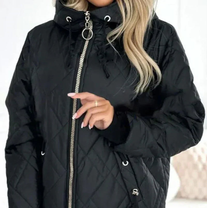 Women's Jacket | Quilted with Hood and Zipper Closure