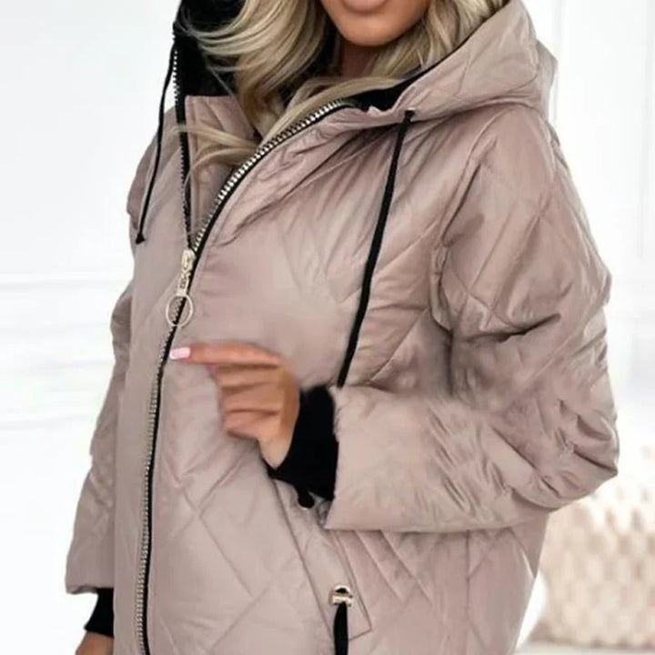 Women's Jacket | Quilted with Hood and Zipper Closure