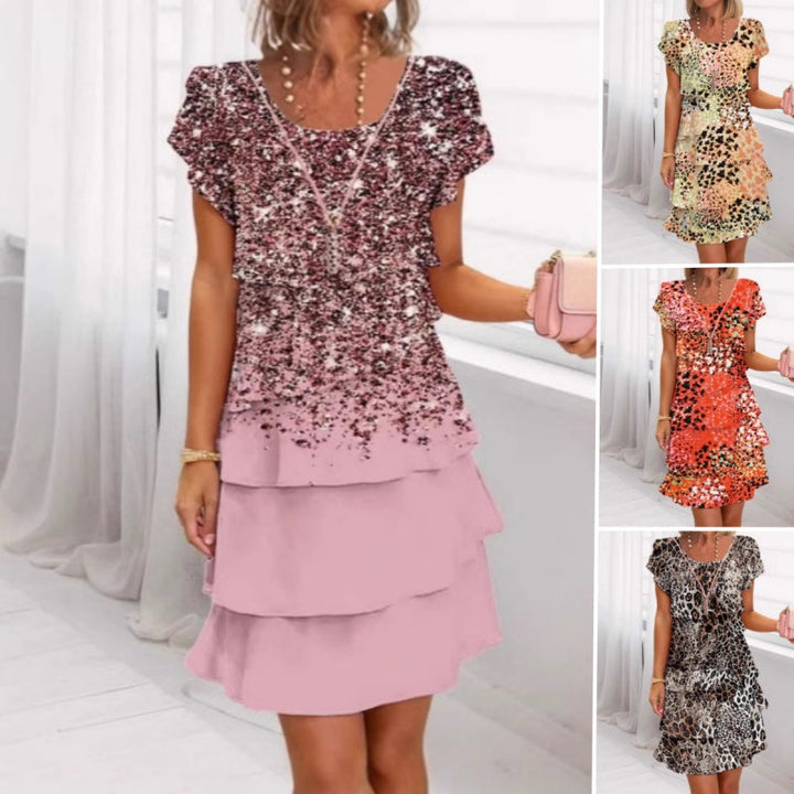 Mitsy | Colorful Sequin Dress with Leopard Print for Glamorous Appearances