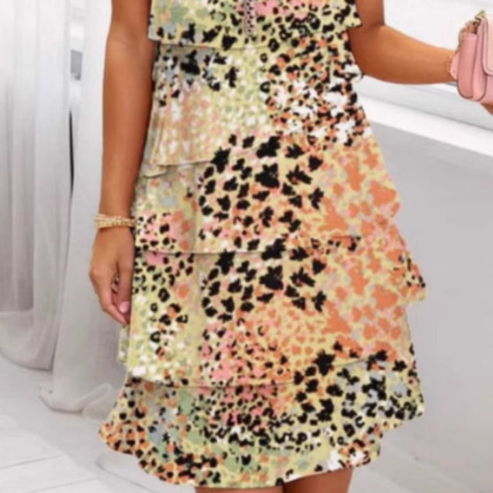 Mitsy | Colorful Sequin Dress with Leopard Print for Glamorous Appearances