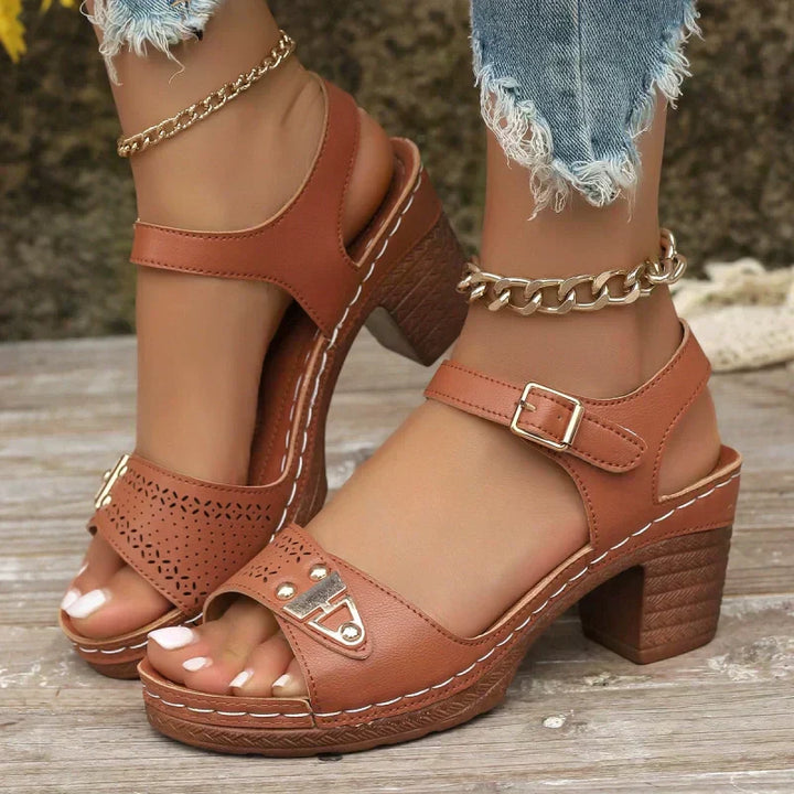 Women’s Chunky Heel Sandals with Adjustable Ankle Strap