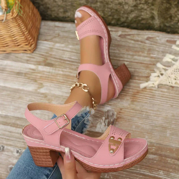 Women’s Chunky Heel Sandals with Adjustable Ankle Strap