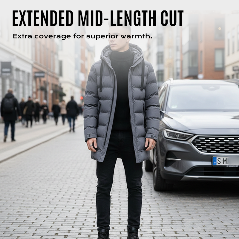 Men's Winter Jacket with Hood in Extended Cut