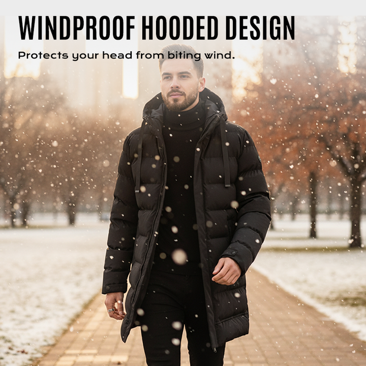 Men's Winter Jacket with Hood in Extended Cut