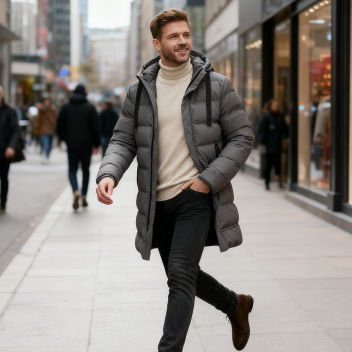 Men's Winter Jacket with Hood in Extended Cut