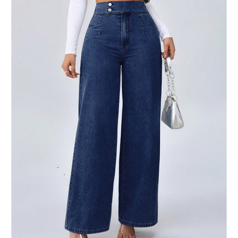 Women's Wide Jeans | High-Waisted with Buttons
