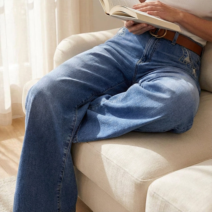 Wide women's jeans | with high waist and pockets