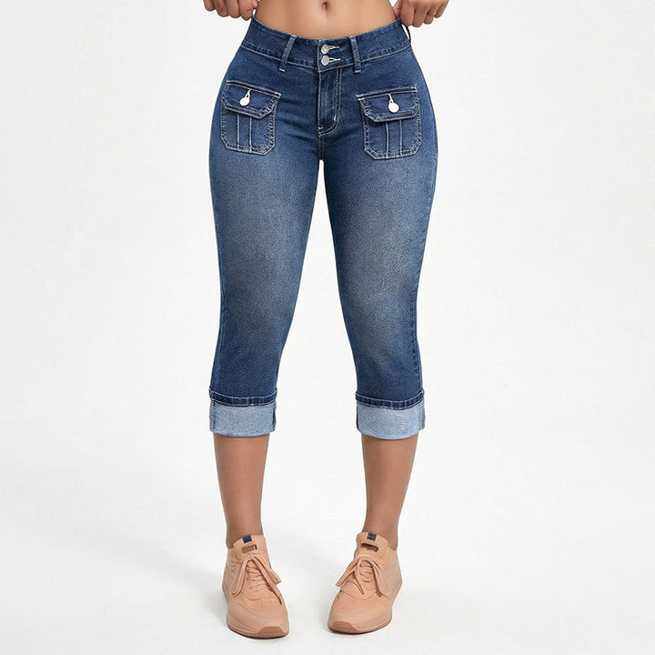 Women's Slim Fit Stretch Denim Capri Pants