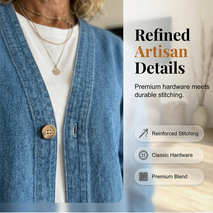 🌸⏳ 3 DAYS: 50% OFF! Classic Women's Denim Jacket – V-Neck, Button Placket & Relaxed Casual Fit ✨🧥