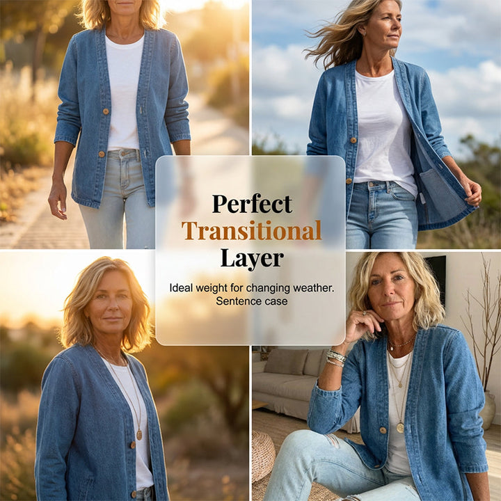 🌸⏳ 3 DAYS: 50% OFF! Classic Women's Denim Jacket – V-Neck, Button Placket & Relaxed Casual Fit ✨🧥