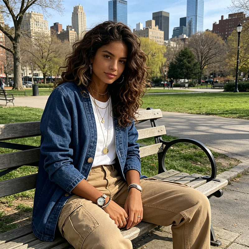 🌸⏳ 3 DAYS: 50% OFF! Classic Women's Denim Jacket – V-Neck, Button Placket & Relaxed Casual Fit ✨🧥
