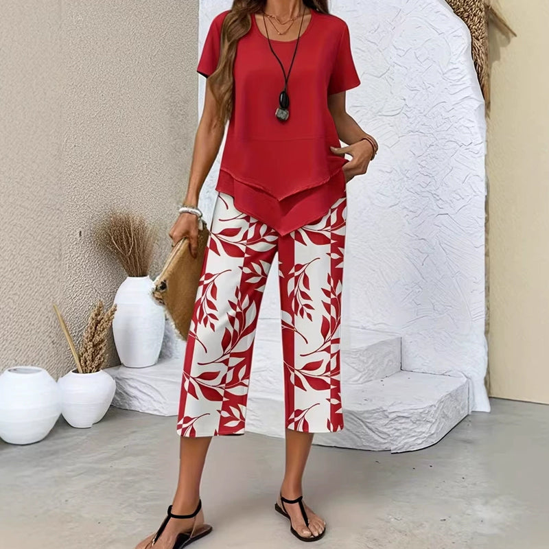 🥳UNMISSABLE SUMMER SALES🥳💞OVER 50,000 SOLD!💥50% OFF! 🔥Casual set consisting of a round-neck tunic and wide-leg pants.