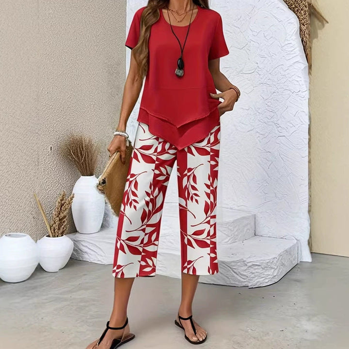 🥳UNMISSABLE SUMMER SALES🥳💞OVER 50,000 SOLD!💥50% OFF! 🔥Casual set consisting of a round-neck tunic and wide-leg pants.