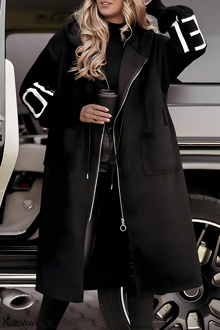 Casual Long Patchwork Coat with Hood for Women