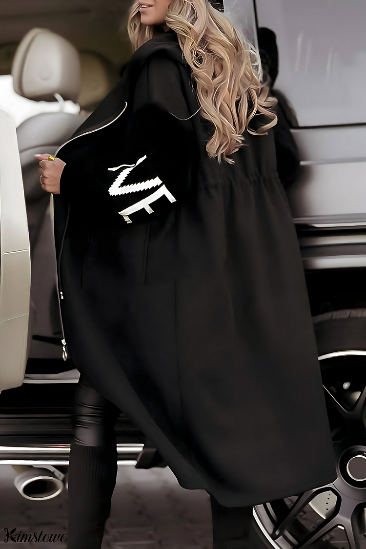 Casual Long Patchwork Coat with Hood for Women