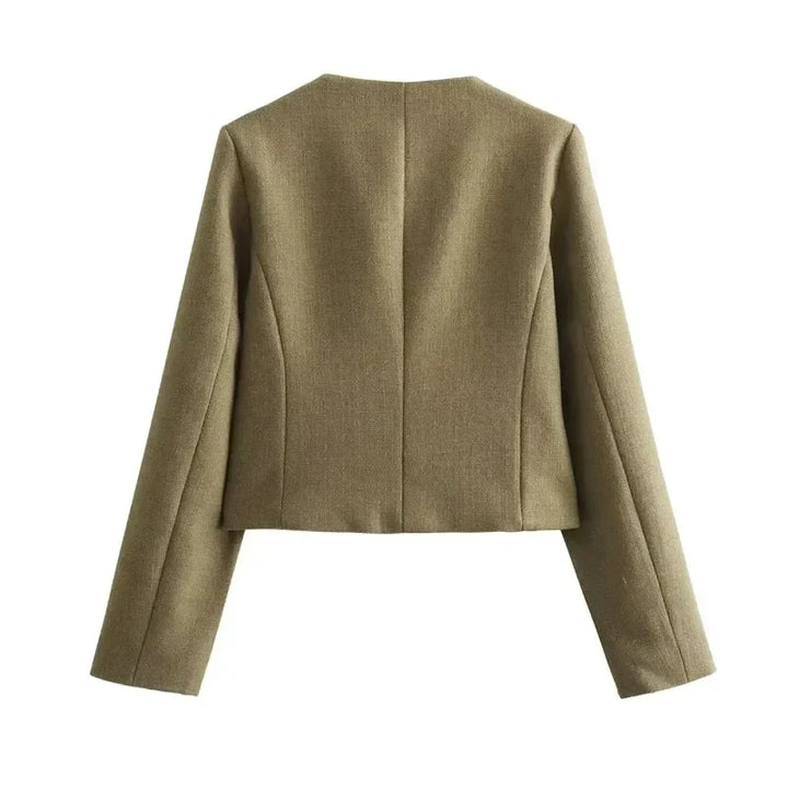 Chloe | Women's Cropped Button Front Bomber Jacket