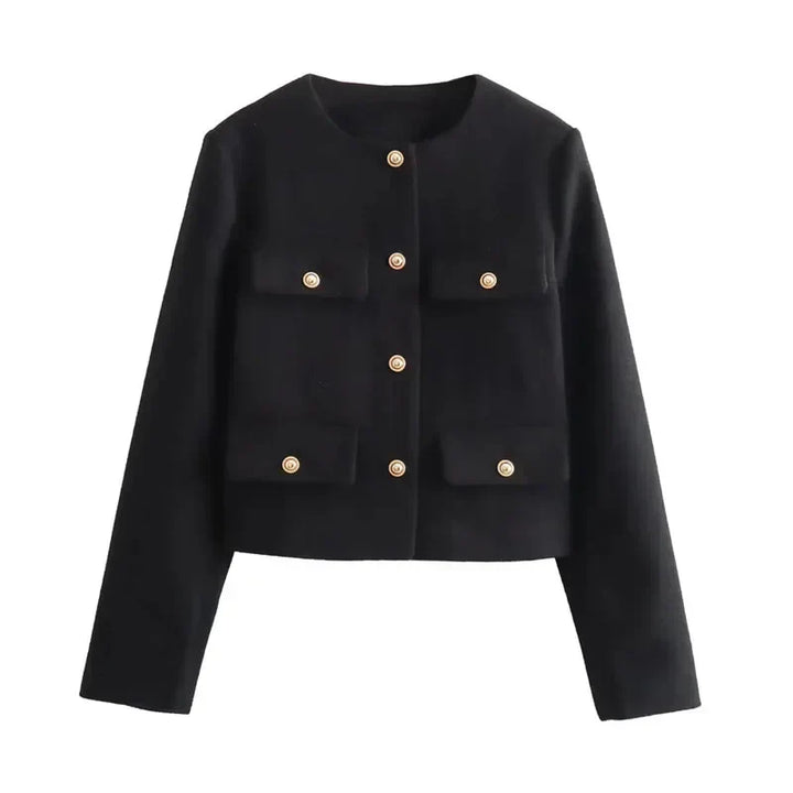 Chloe | Women's Cropped Button Front Bomber Jacket