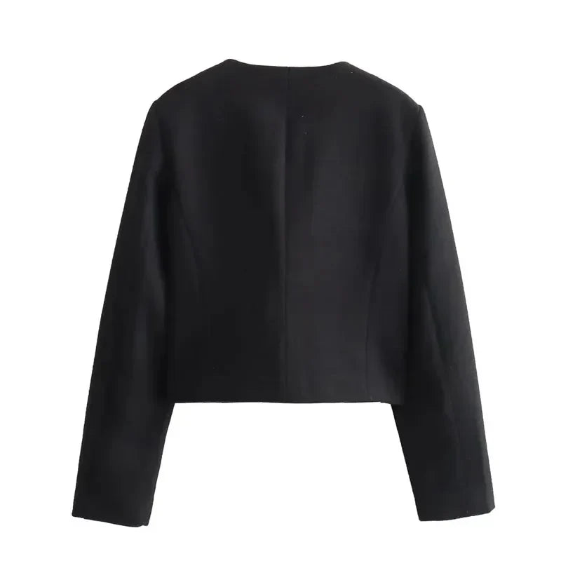 Chloe | Women's Cropped Button Front Bomber Jacket